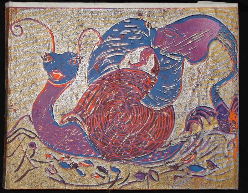 The Snail Journey - linocut, 2005