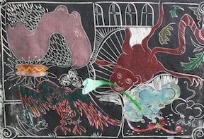 Mitch and the Spider Monkey - linocut, 2010